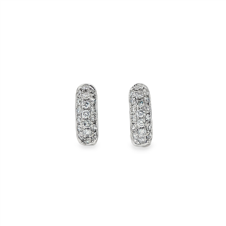 14K White Gold 11x3mm Diamond Huggie Earrings – 0.52ctw.