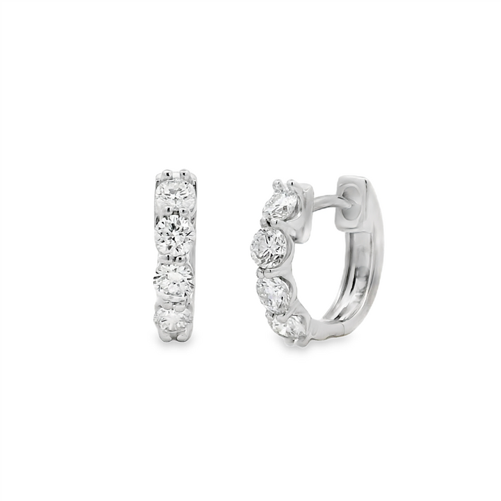 14K White Gold 12x2.9mm Natural Diamond Hoop Earrings – 0.72ctw.