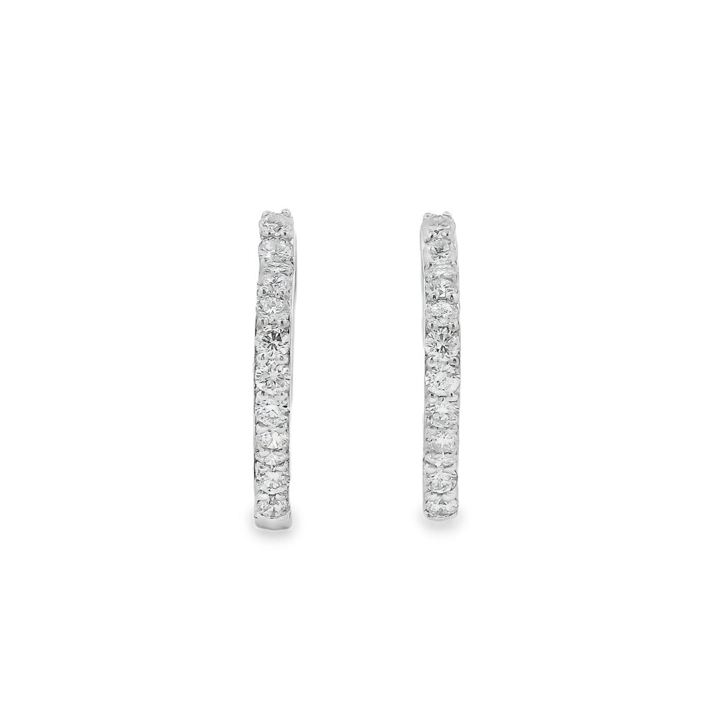 18K White Gold Natural Diamond Clover Hoop Earrings – 0.86ctw.