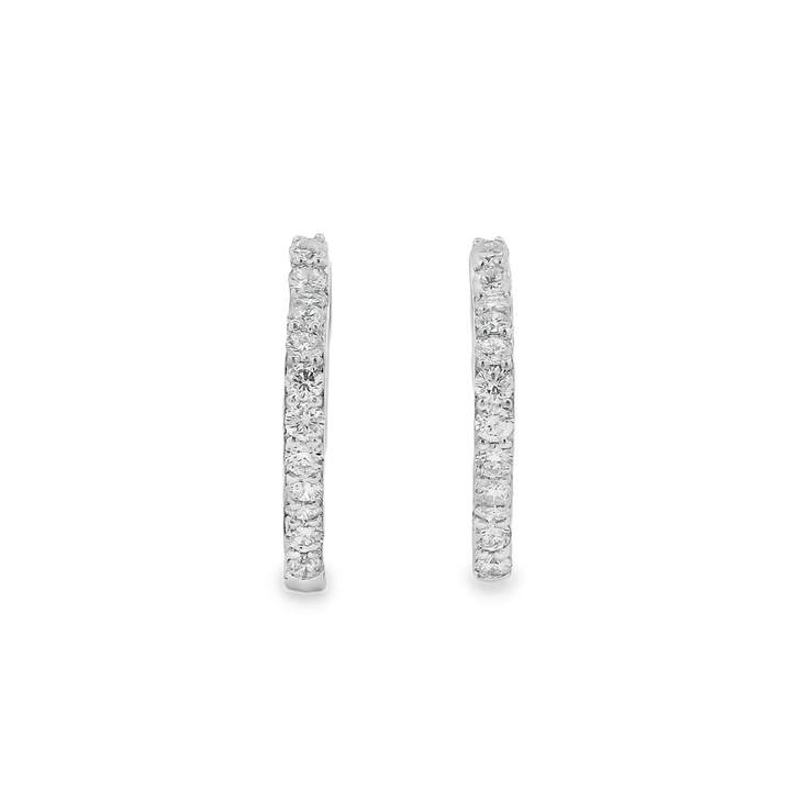 18K White Gold Natural Diamond Clover Hoop Earrings – 0.86ctw.
