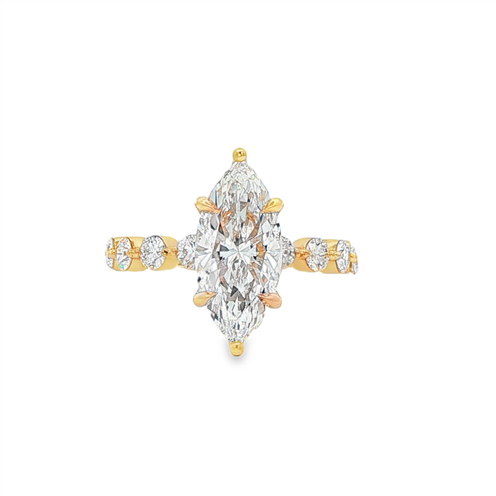 14K Yellow Gold Lab Diamond Bubble Semi-Mount Engagement Ring – 0.51ctw, Size 6.25