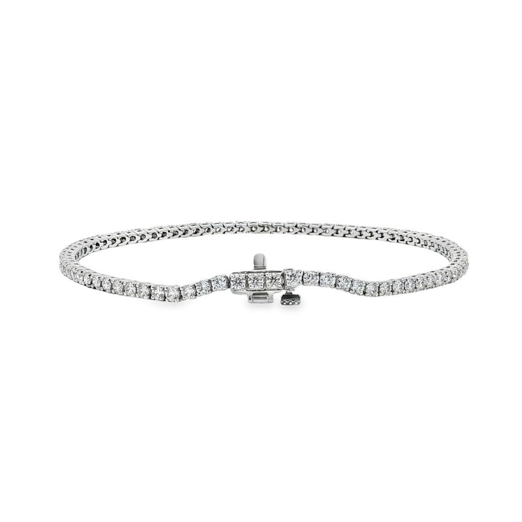 14K White Gold 2.2mm Natural Diamond Tennis Bracelet – 2.50ctw.
