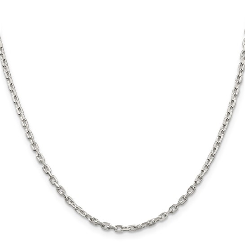 Sterling Silver Beveled Oval Cable Chain Necklace – 2.75mm, 22"