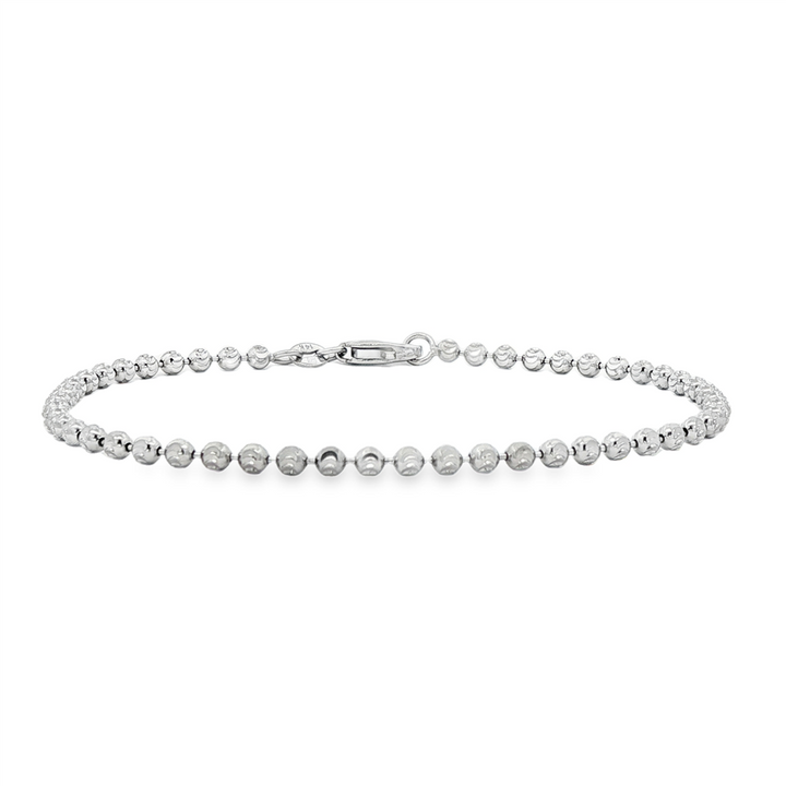 14K White Gold D/C Mezza Luna Chain Bracelet – 2.5mm, 7", 3.8g