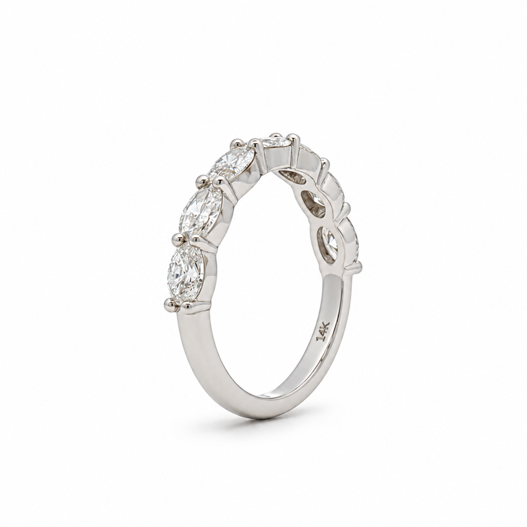 14K White Gold 1.21 CTW Lab-Grown Oval Diamond East-West Seven-Stone Band