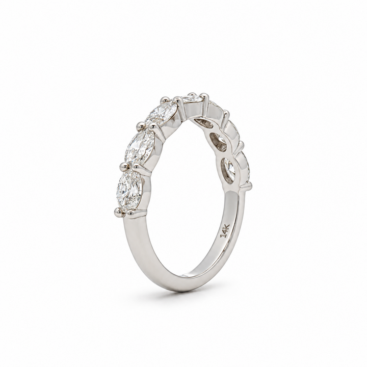 14K White Gold 1.21 CTW Lab-Grown Oval Diamond East-West Seven-Stone Band