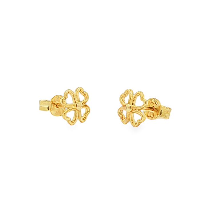 14K Yellow Gold 4-Leaf Clover Stud Earrings – 1.15g