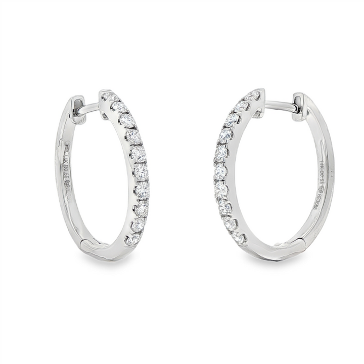 14K White Gold 20x2mm Diamond Oval Hoop Earrings – 0.55ctw.