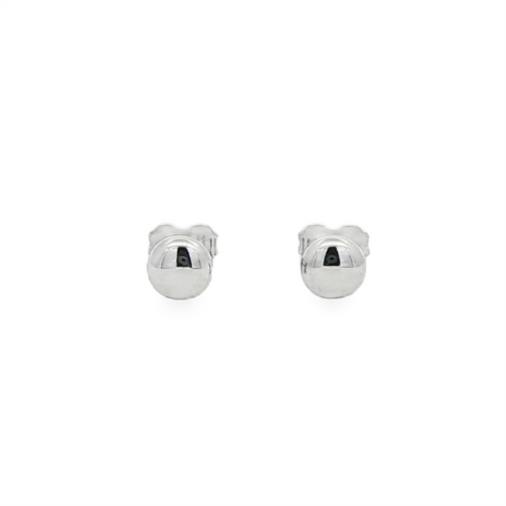 14K White Gold Flat Button Stud Earrings 5.5mm – 0.6g