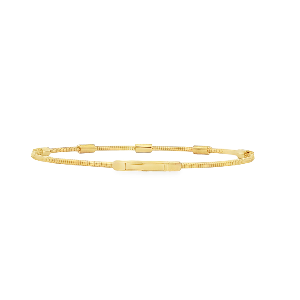 14K Yellow Gold Diamond Twist Bar Flexi Bangle – 0.22ctw Natural Diamonds, 4.6g