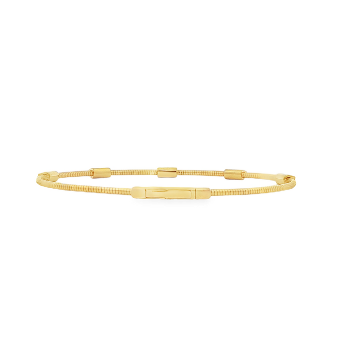 14K Yellow Gold Diamond Twist Bar Flexi Bangle – 0.22ctw Natural Diamonds, 4.6g