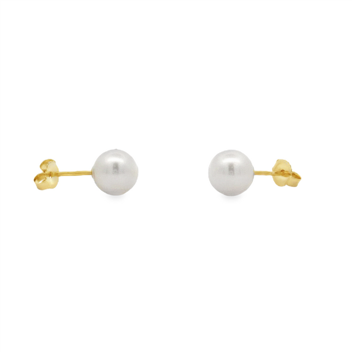 14K Yellow Gold Freshwater Pearl Stud Earrings – 7–7.5mm