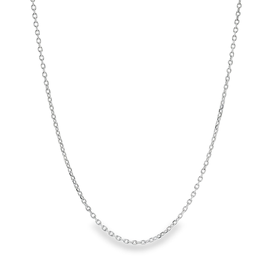 14K White Gold 1.1mm Diamond-Cut Rolo Chain - 20"