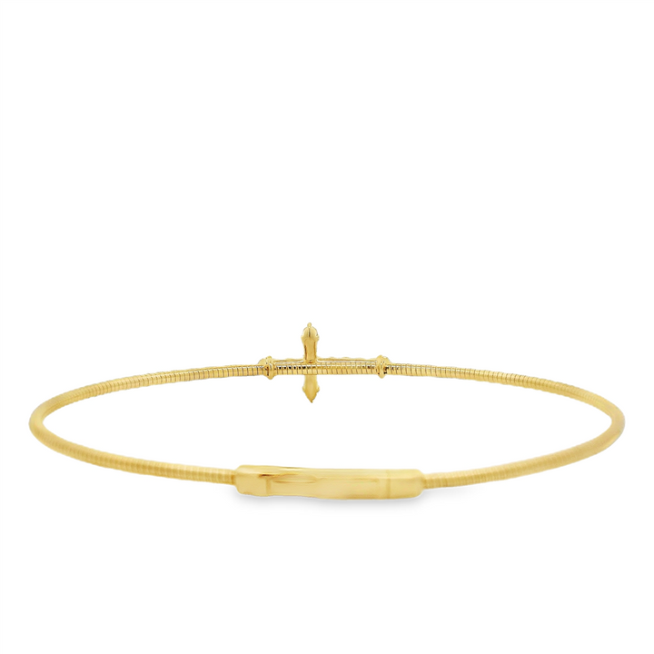 14K Yellow Gold Natural Diamond Cross Flexi Bangle – 0.22ctw.