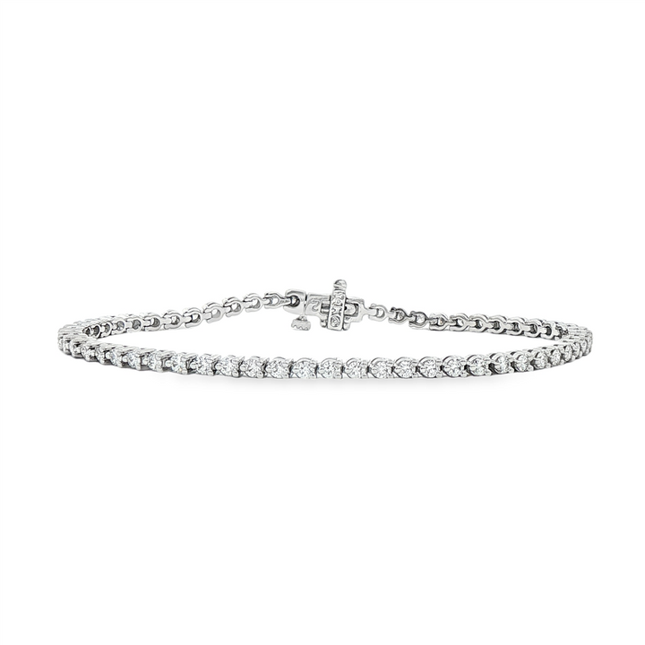 14K White Gold Natural Diamond Tennis Bracelet – 2.5mm, 7", approx. 1.96 CTW, 8.8g