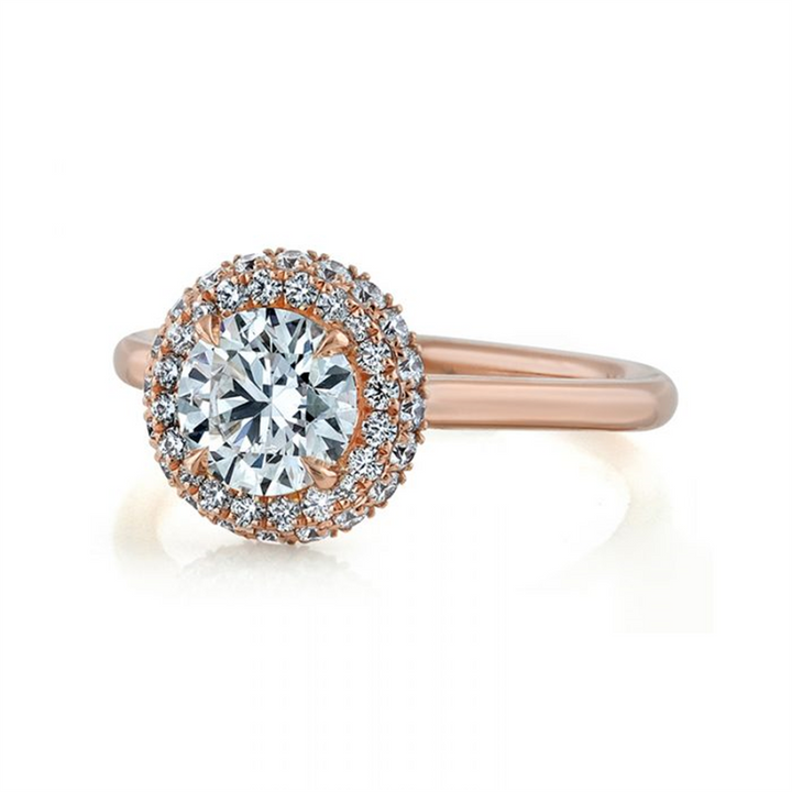 14K Rose Gold Diamond Halo Semi-Mount Engagement Ring 0.37ctw.