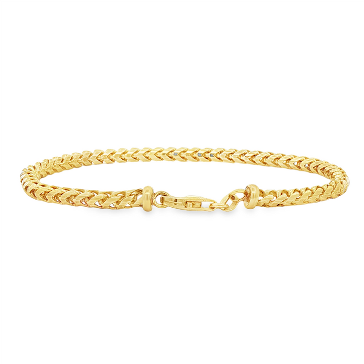 14K Yellow Gold Diamond-Cut Franco Chain Bracelet – 4mm, 8"