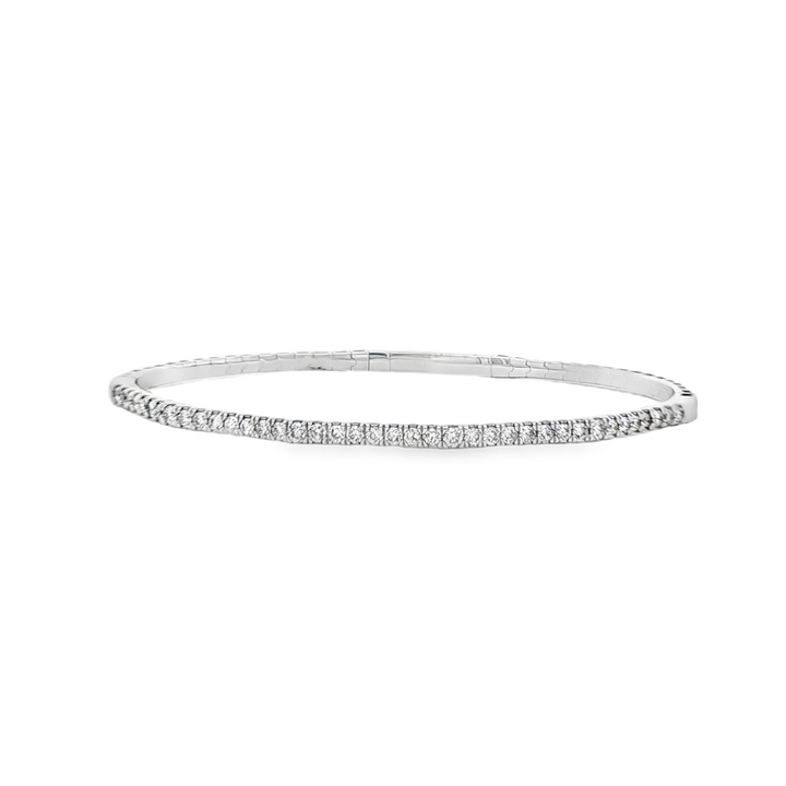 14K White Gold Raised Diamond Flexi Bracelet – 0.90ctw.