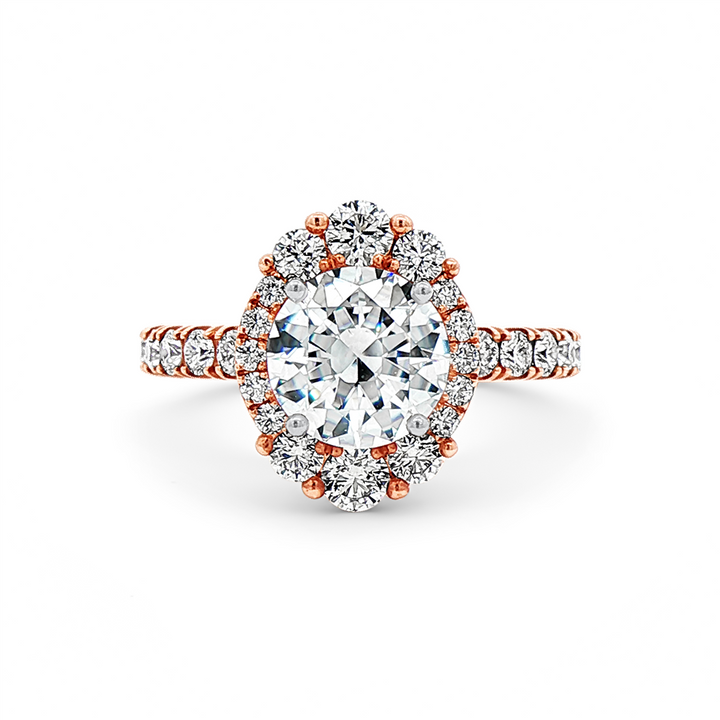 14K Rose Gold Ornate Natural Diamond Semi-Mount Engagement Ring