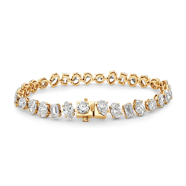 14K Yellow Gold Fancy Shape Lab Diamond Tennis Bracelet – 15.75ctw