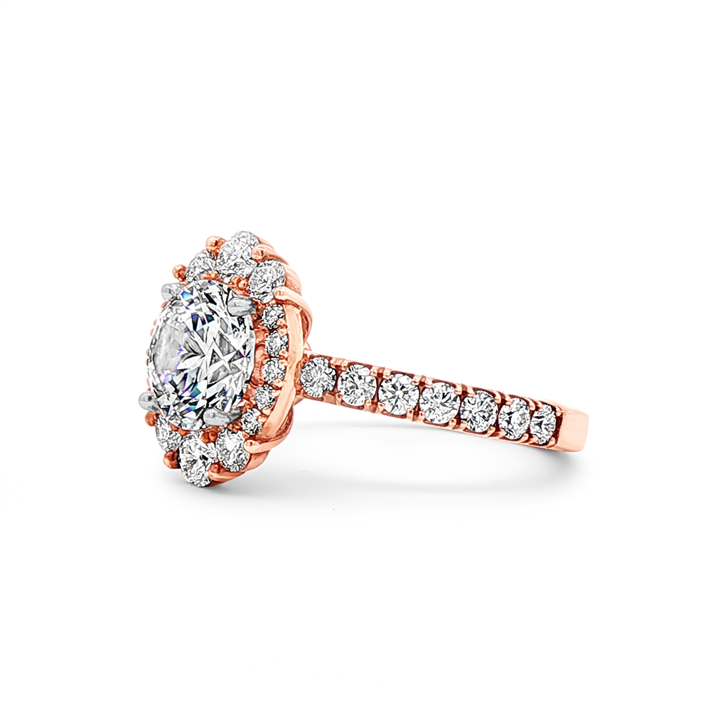 14K Rose Gold Ornate Natural Diamond Semi-Mount Engagement Ring