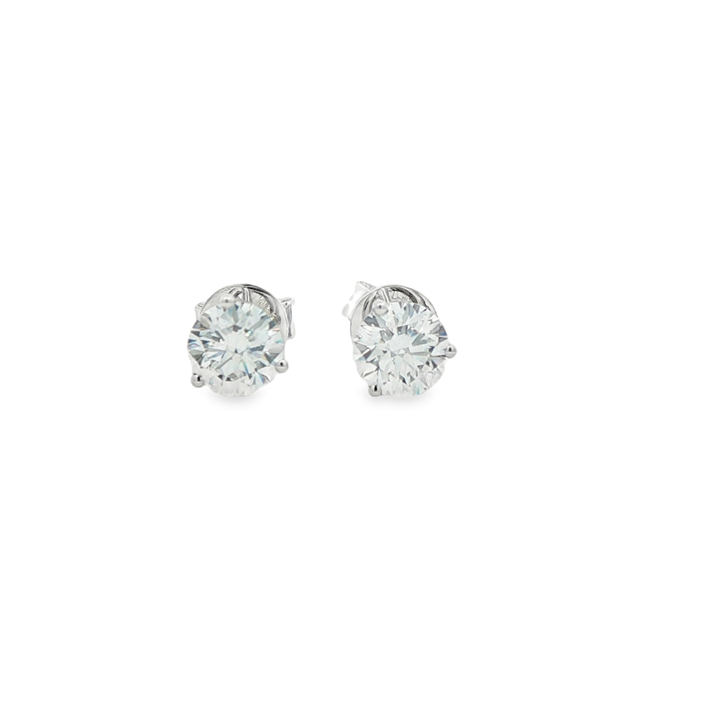 14K White Gold Lab Diamond Stud Earrings – 1.26ctw, D VS1, Martini Setting, 1.5g