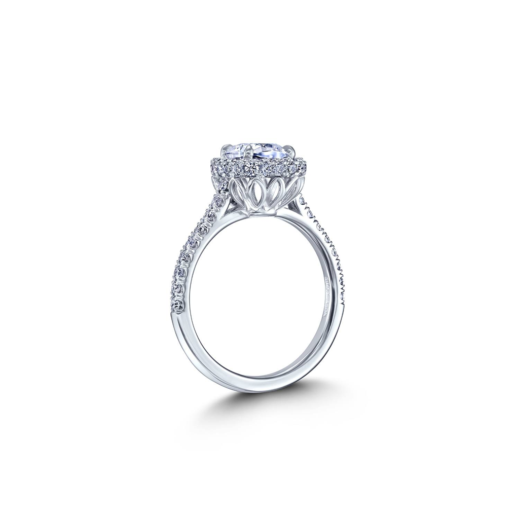 18K White Gold Halo Semi-Mount Engagement Ring 0.70ctw.