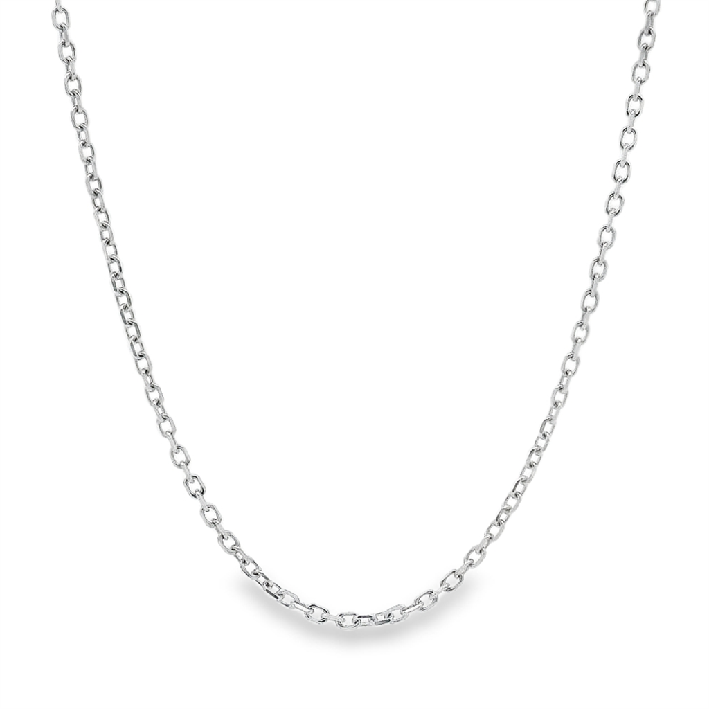 14K White Gold Diamond-Cut Rolo Chain – 1.4mm – 18"