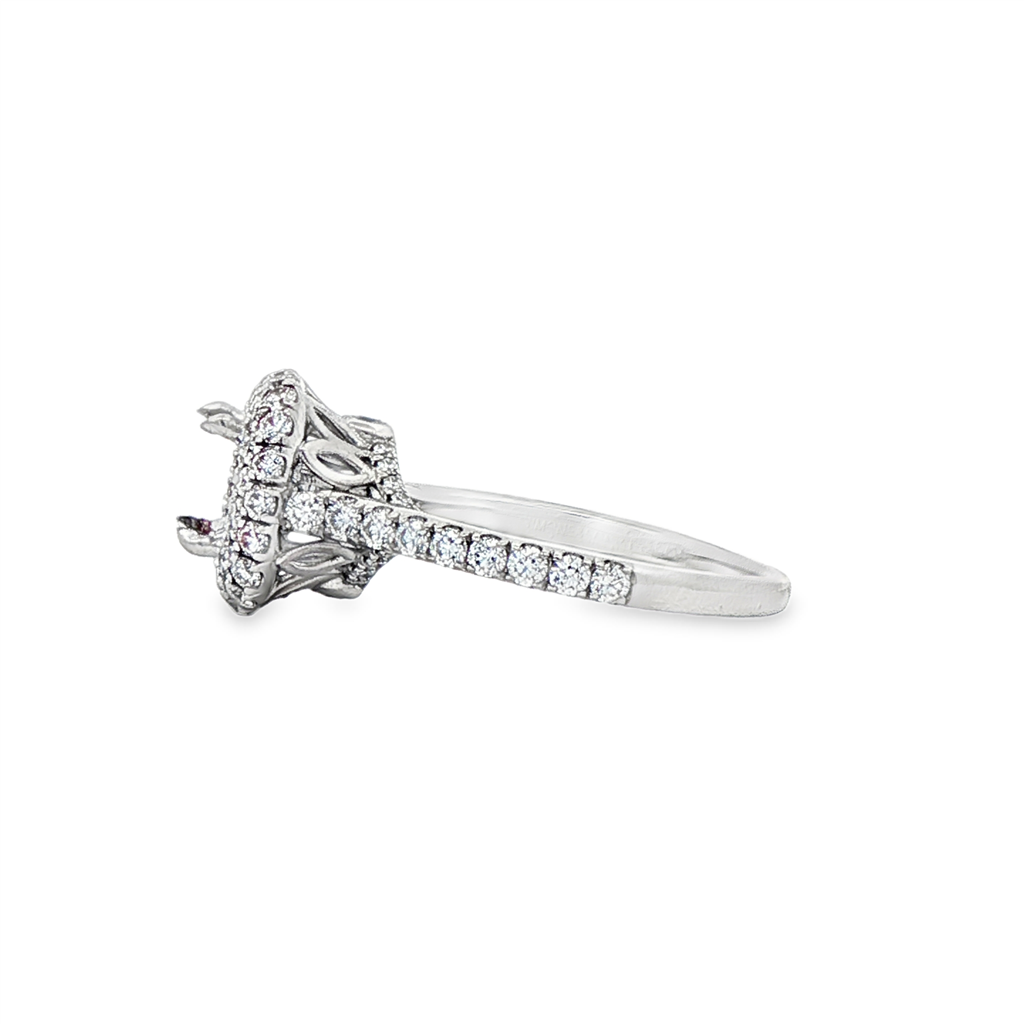 18K White Gold "Bloom" Diamond Semi-Mount Engagement Ring – 0.87ctw.