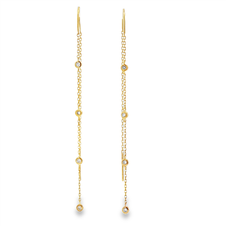 14K Yellow Gold Diamond Bezel Threader Earrings – 0.24ctw