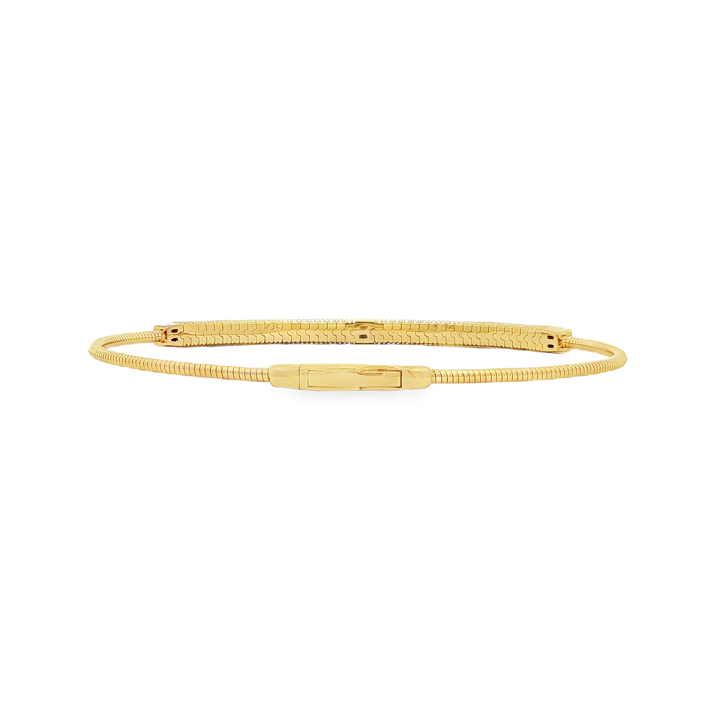 14K Yellow Gold Double Stud Natural Diamond Flexi Bracelet – 0.55ctw, 6.5g