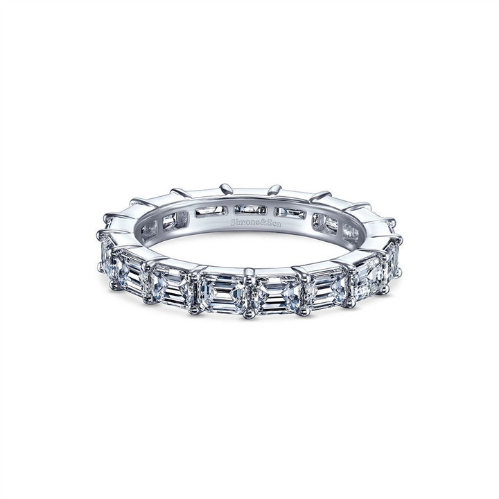 18K White Gold Natural Emerald Cut Diamond Eternity Band 2.77ctw.
