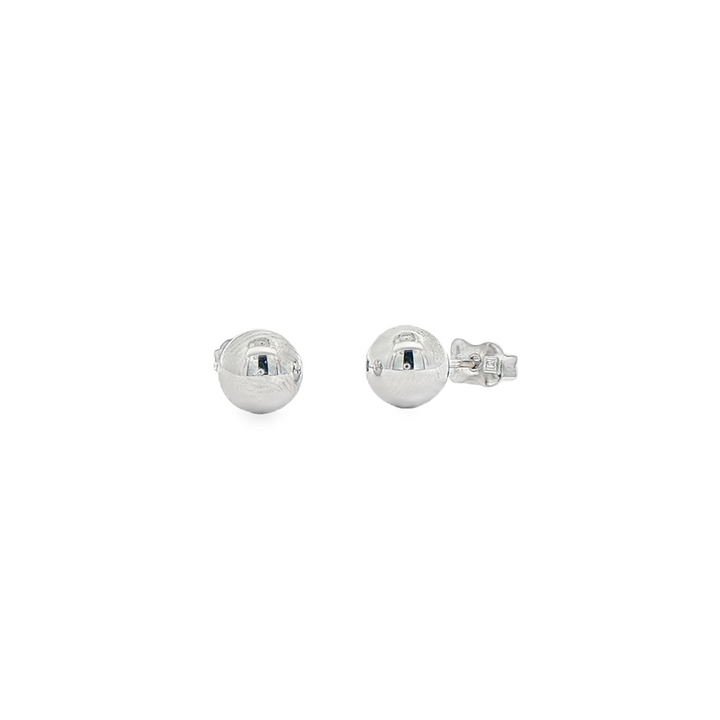 14K White Gold Light Ball Stud Earrings 7mm – 1.2g