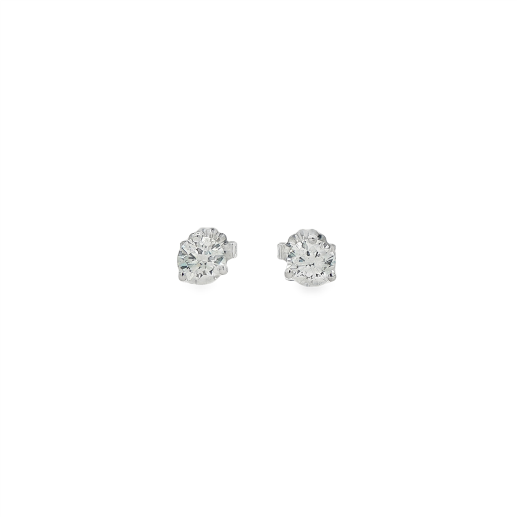 14K White Gold Natural Diamond Stud Earrings – 1.02ctw, GIA Certified, 0.9g