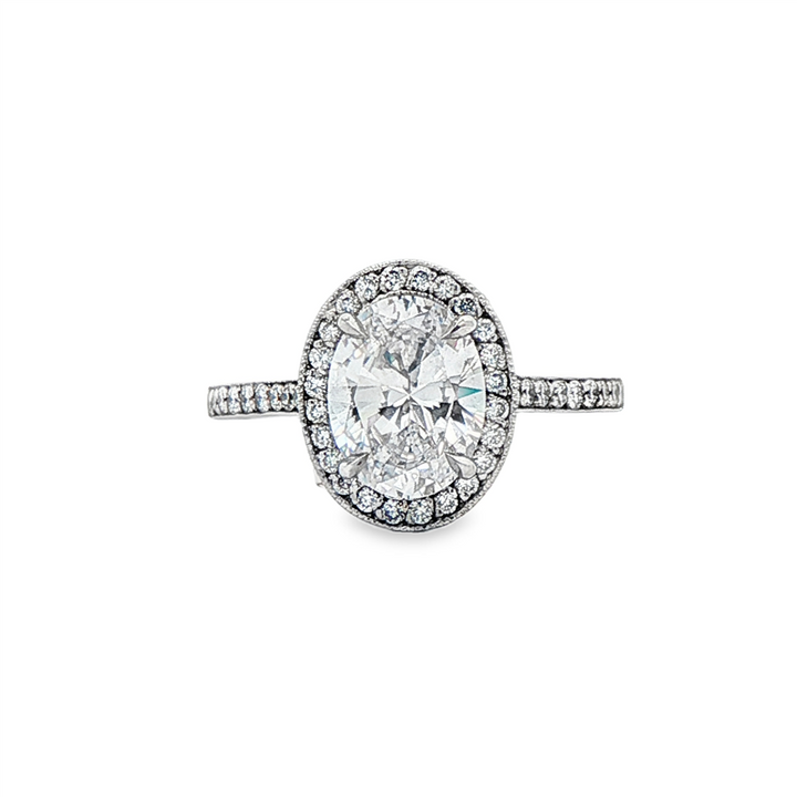 14K White Gold Oval Halo Semi-Mount Engagement Ring – 0.37ctw.