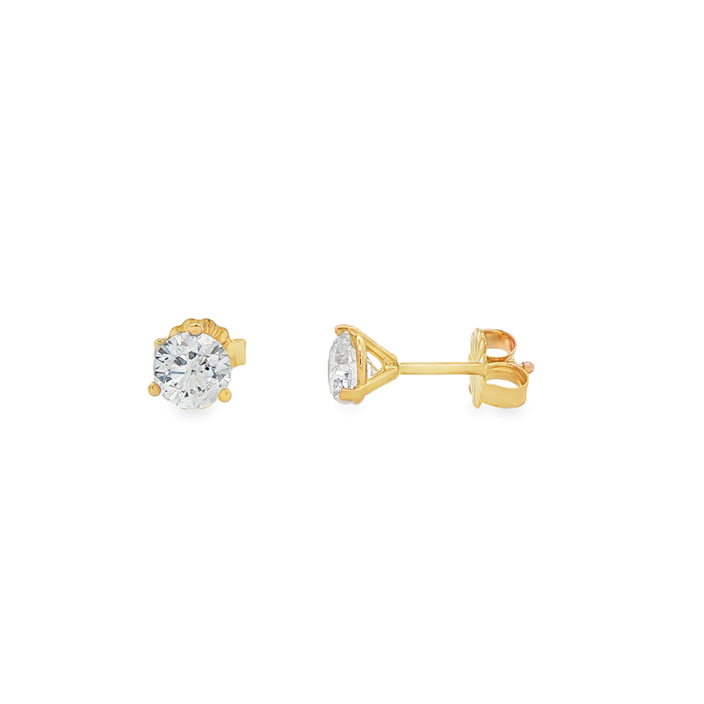 14K Yellow Gold Lab Diamond Martini Stud Earrings – 1.05ctw
