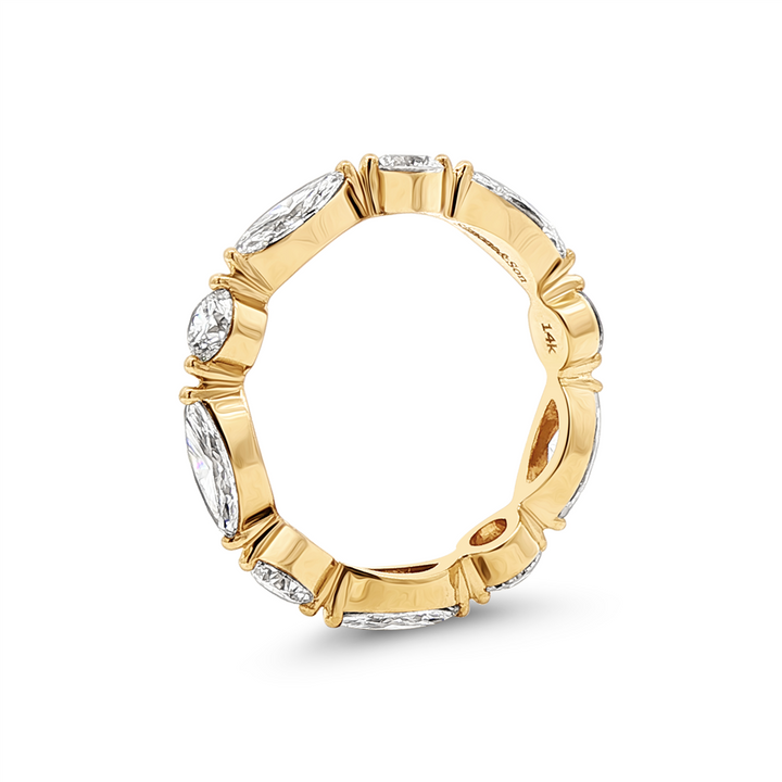 14K Yellow Gold Lab Diamond Marquise & Round Band – 2.47ctw, Size 6.5