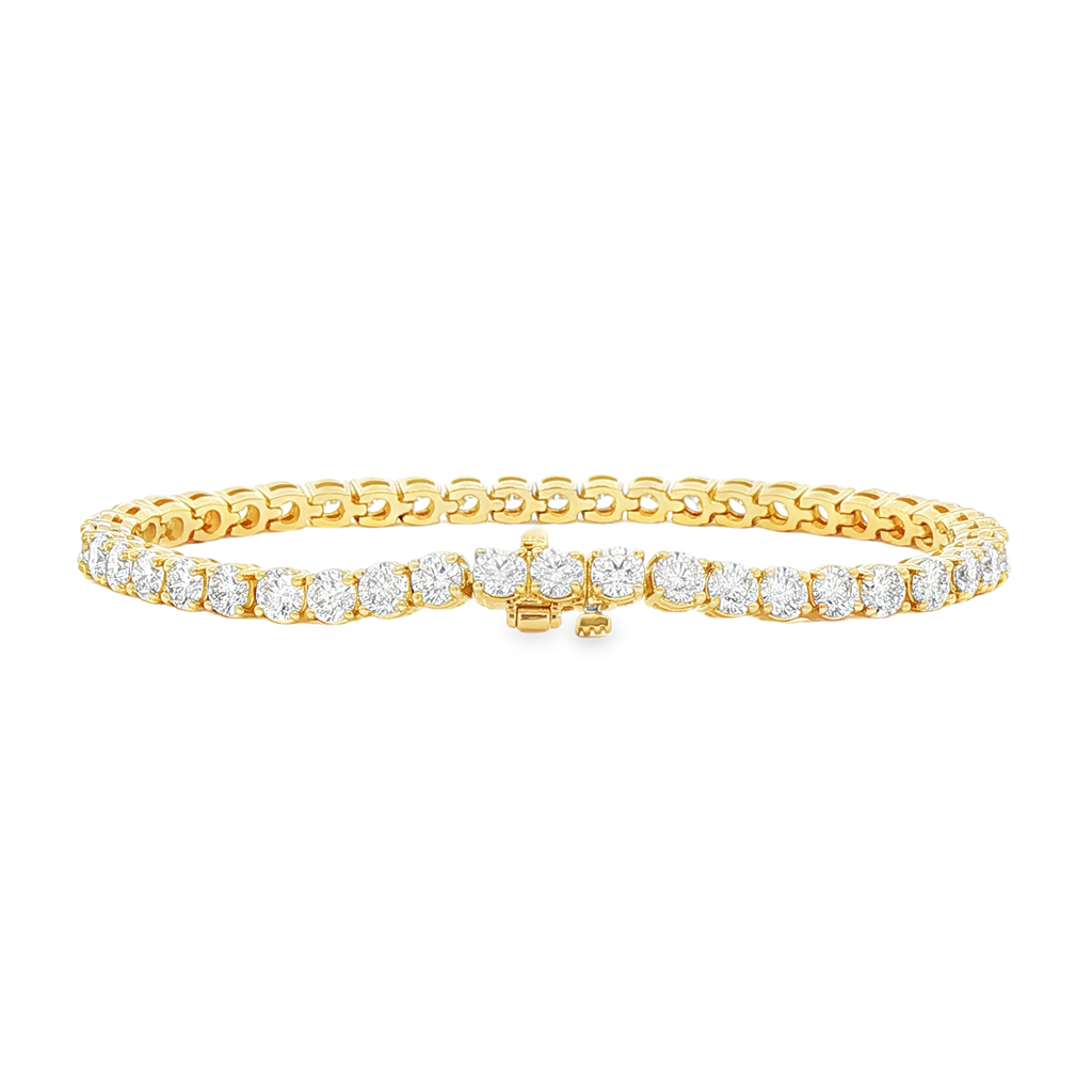 14K Yellow Gold Natural Diamond Tennis Bracelet – 4.2mm, 7", approx. 9.03 CTW, 17.6g