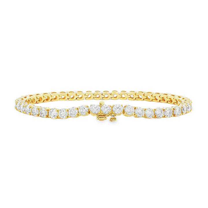14K Yellow Gold Natural Diamond Tennis Bracelet – 4.2mm, 7", approx. 9.03 CTW, 17.6g