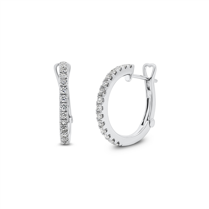 14K White Gold 20x2.1mm Round Diamond Hoop Earrings – 0.68ctw.