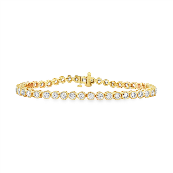 14K Yellow Gold Lab-Grown Bezel Diamond Tennis Bracelet – 4.90ctw