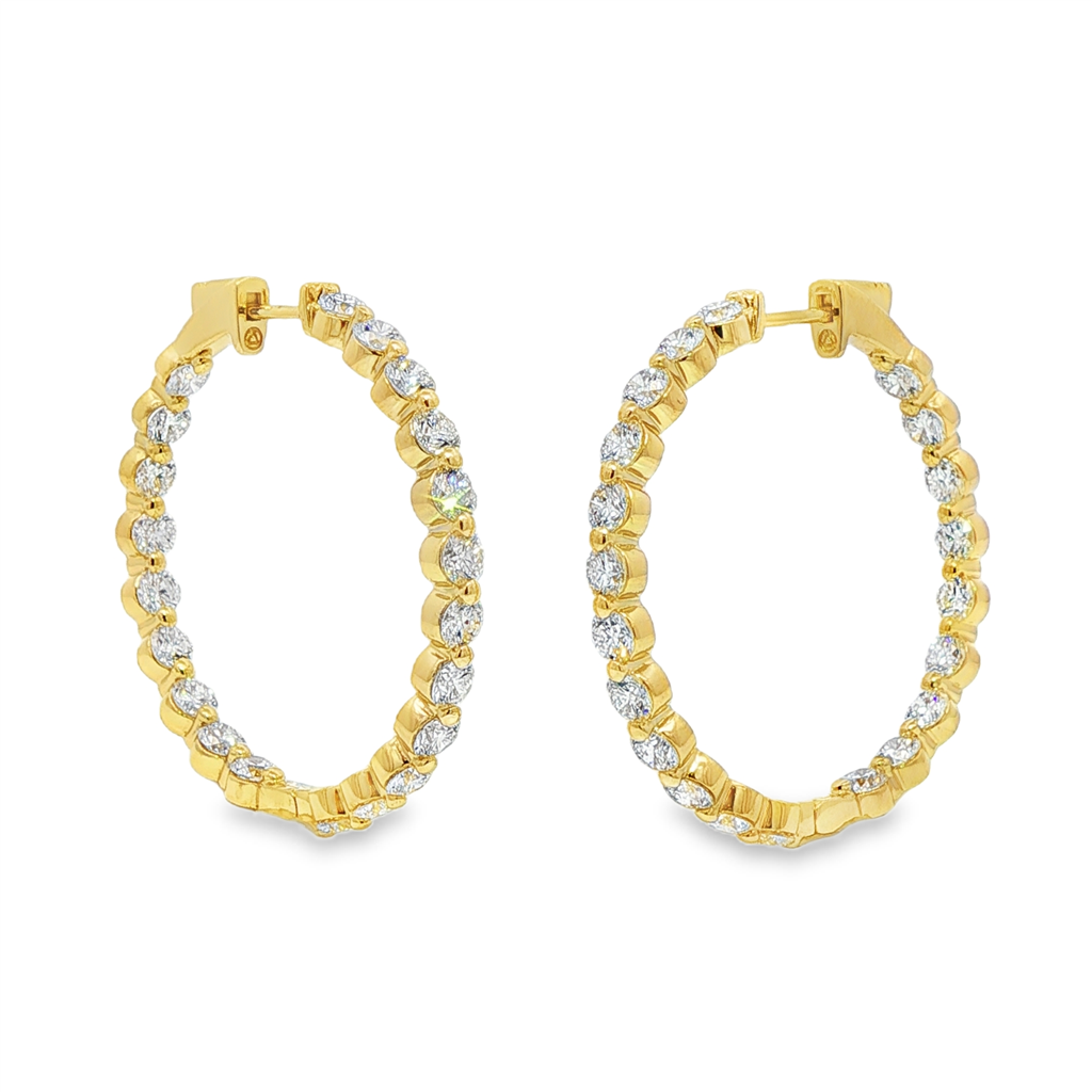 14K Yellow Gold 34mm Inside-Out Lab Grown Diamond Hoop Earrings – 5.57ctw.