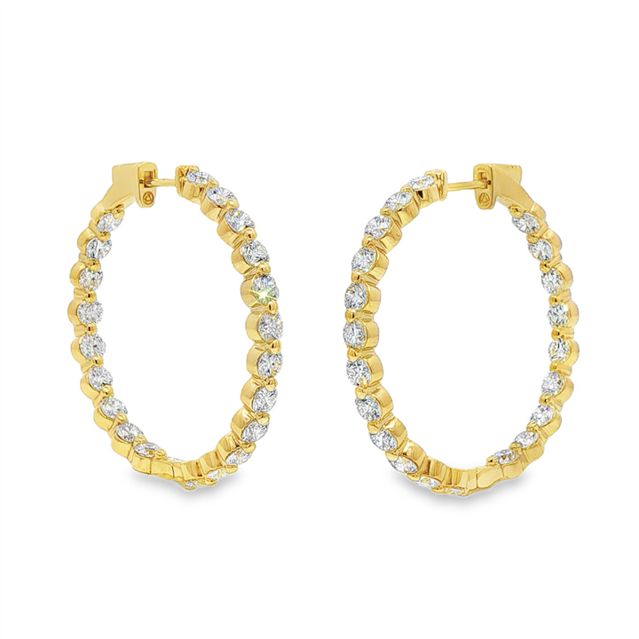 14K Yellow Gold 34mm Inside-Out Lab Grown Diamond Hoop Earrings – 5.57ctw.