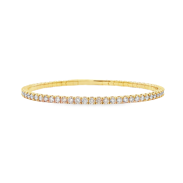 14K Yellow Diamond Flexi Bangle – 2.8mm, 3.10ctw, 8.8g