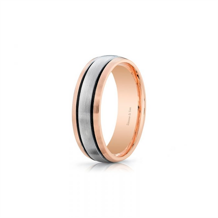 14K Rose & Grey Gold 7mm Men's Wedding Band