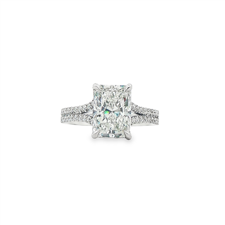 18K White Gold Natural Diamond Split Shank Hidden Halo Semi-Mount Engagement Ring – 0.46ctw