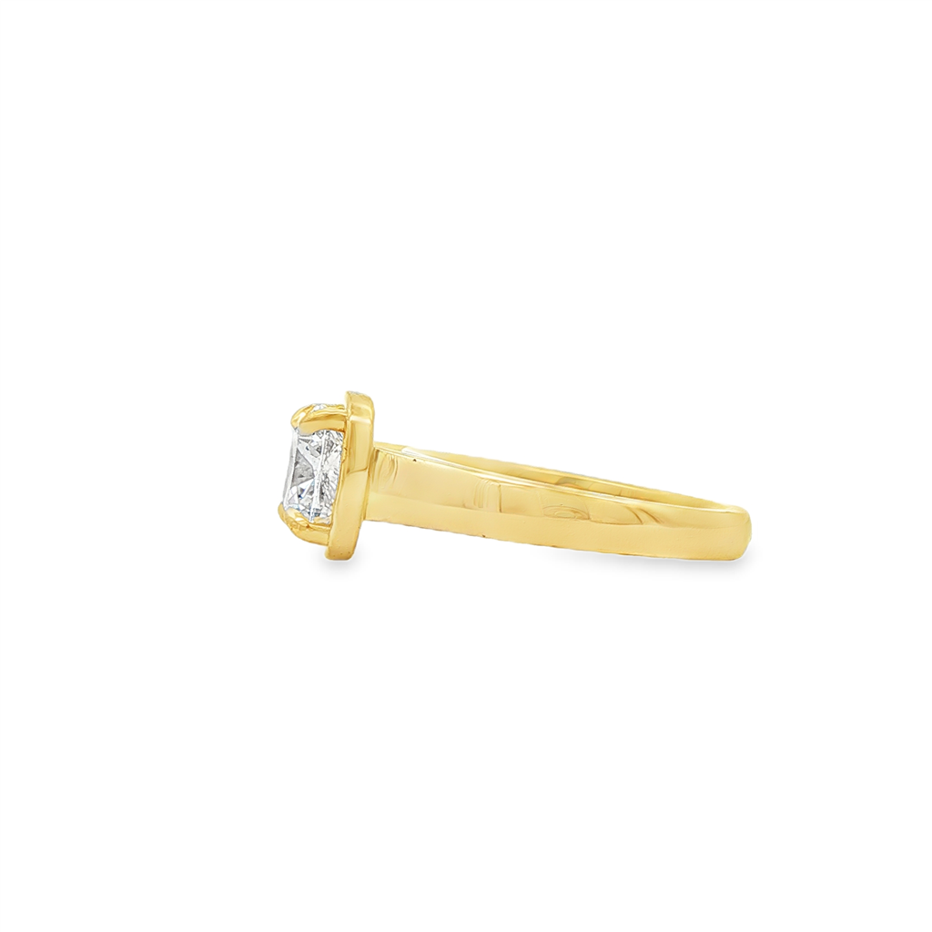 18K Yellow Gold 2.22ct Natural Cushion Cut Diamond Bezel Engagement Ring