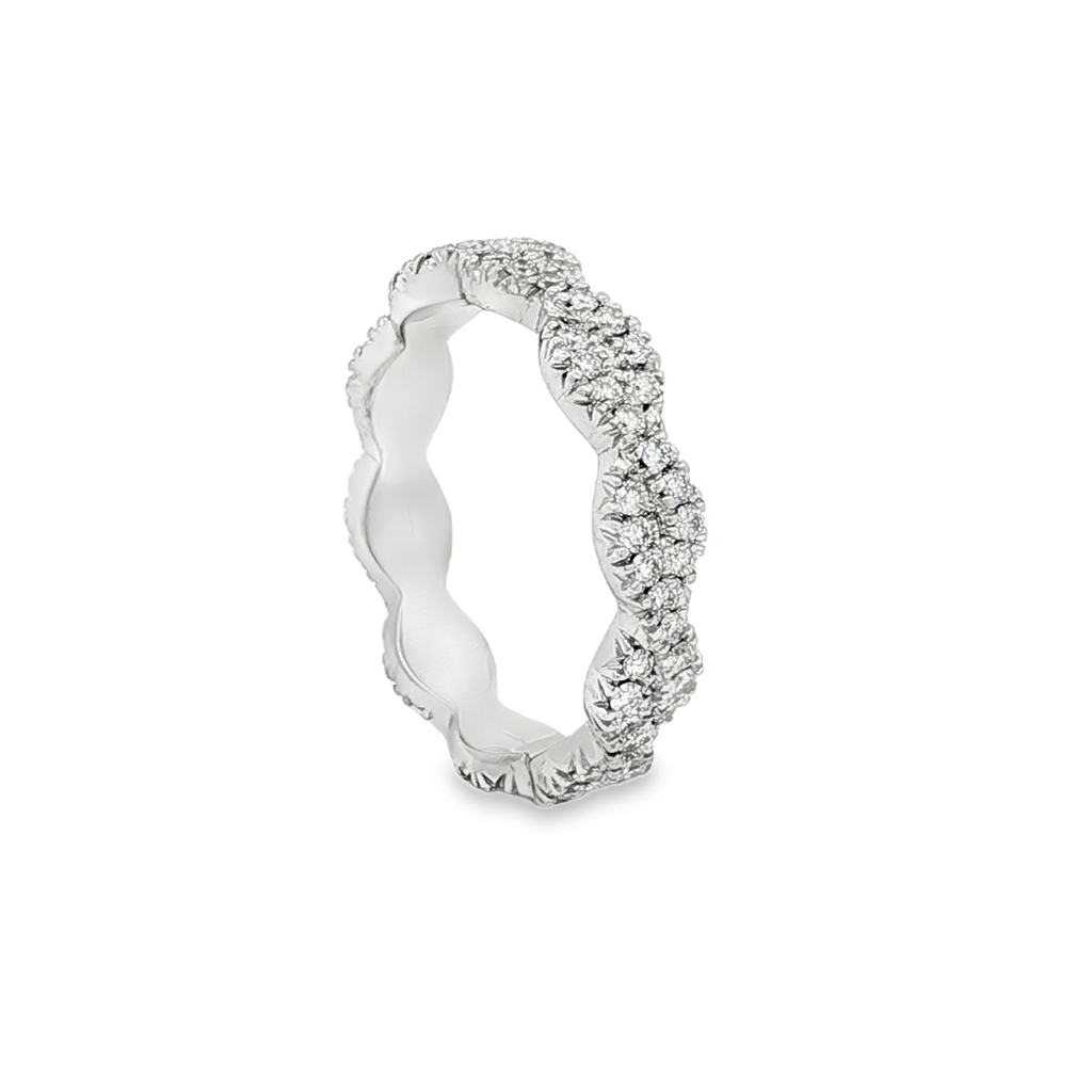 14K White Gold Infinity Twist Diamond Band - 0.48ctw.