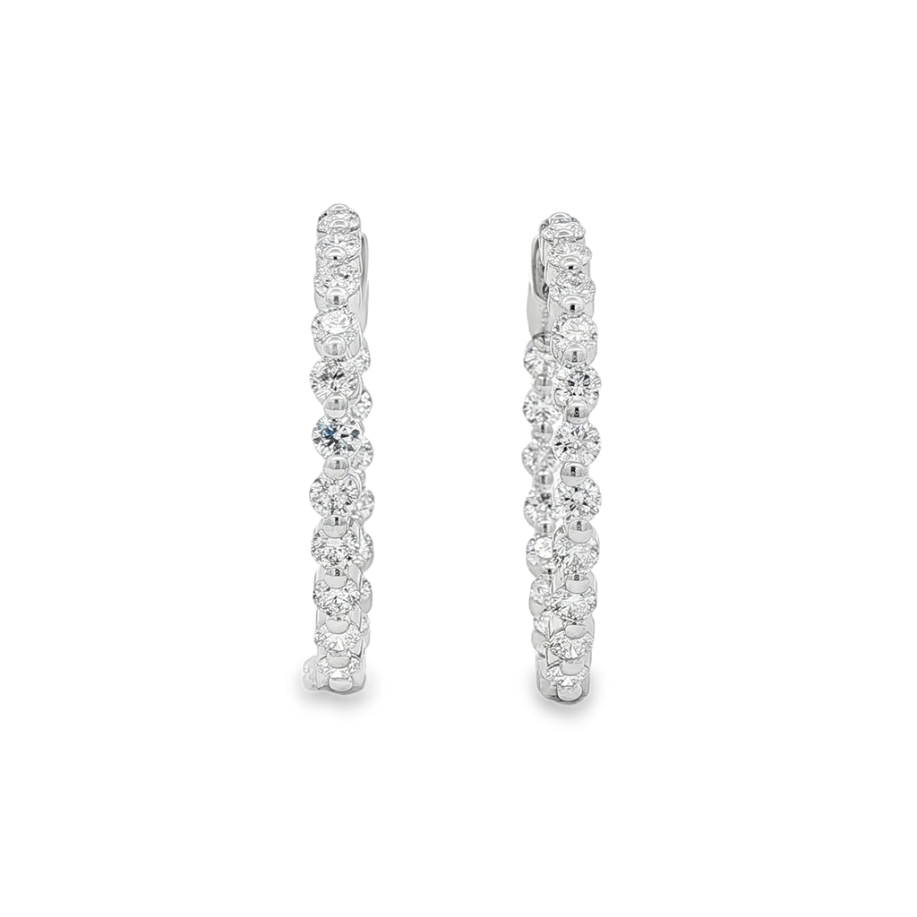 14K White Gold Inside-Out Lab Diamond Hoop Earrings – 2.09ctw.