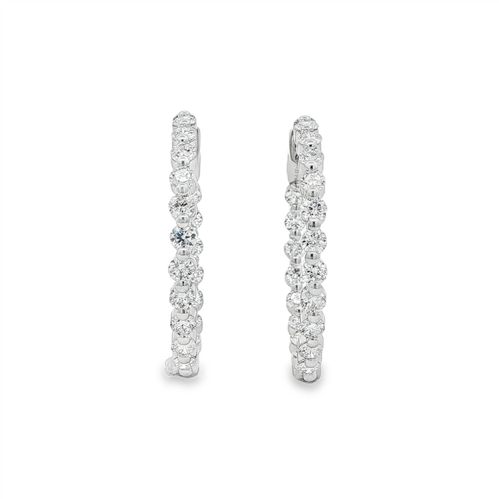 14K White Gold Inside-Out Lab Diamond Hoop Earrings – 2.09ctw.